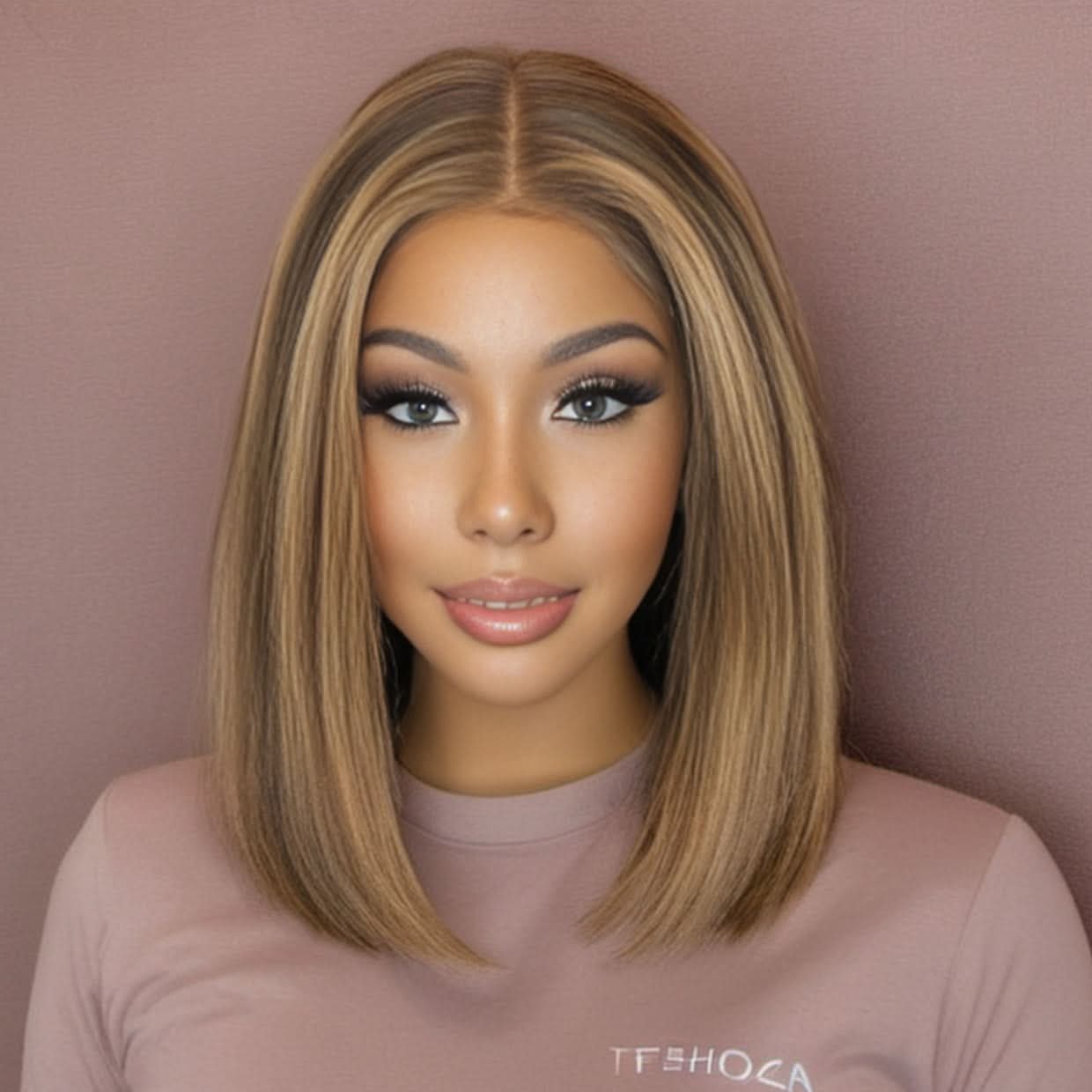 13x4 HD Lace Frontal BOB Wig Straight Honey Blonde Highlight P4 27