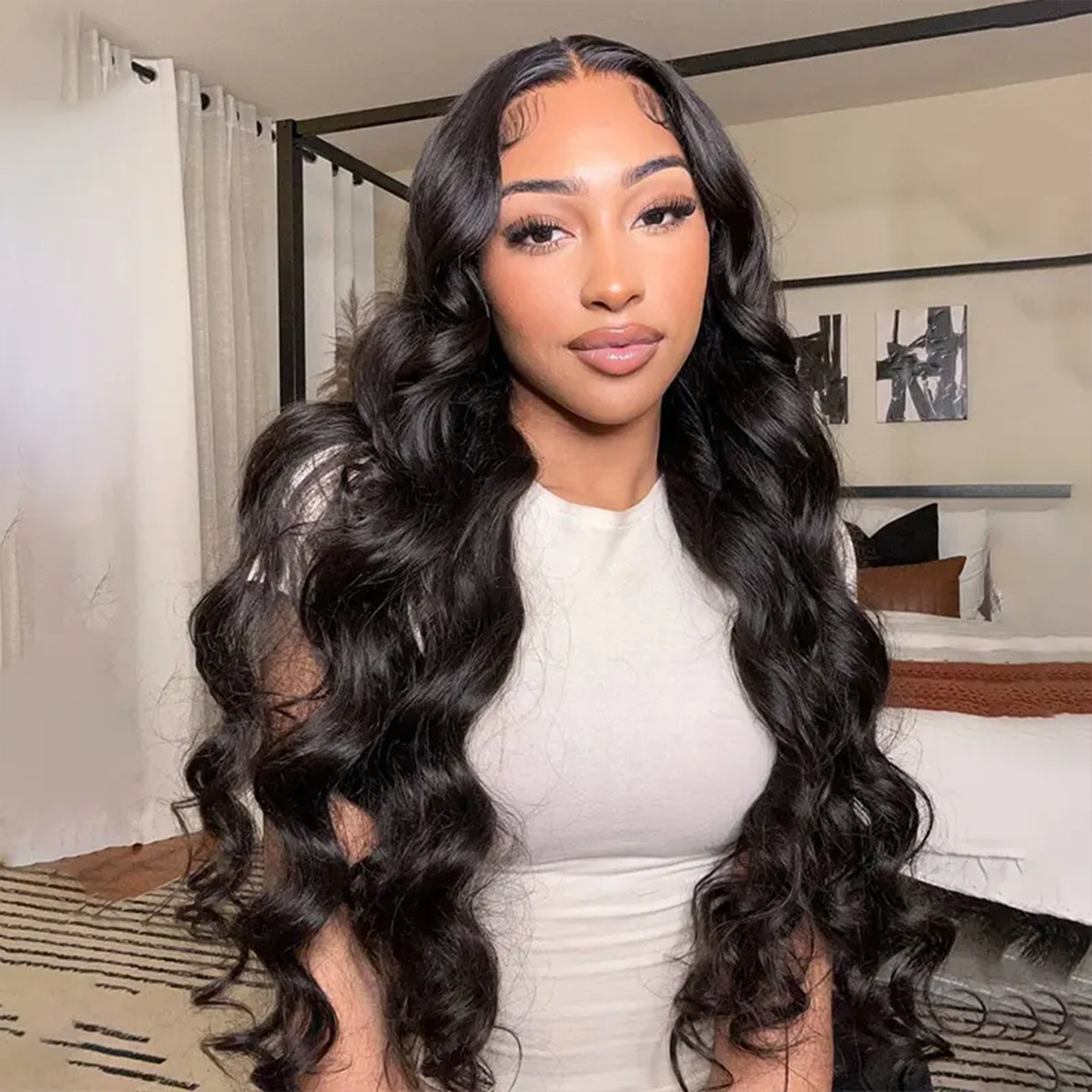 Glueless Wig 7x5 Closure Lace Invisible Knot Pre-plucked & Cut Body Wave Natural Black