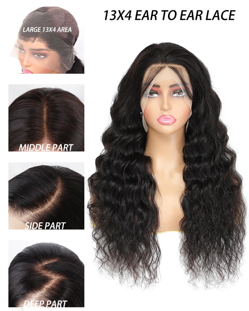 13X4 Transparent Lace Front Loose Wave Natural Black