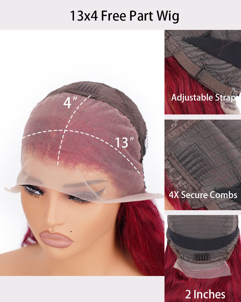 [Upgrade] Charmanty Flawless Straight 99J 180% Density Wig 13x4 Invisible Lace Human Hair