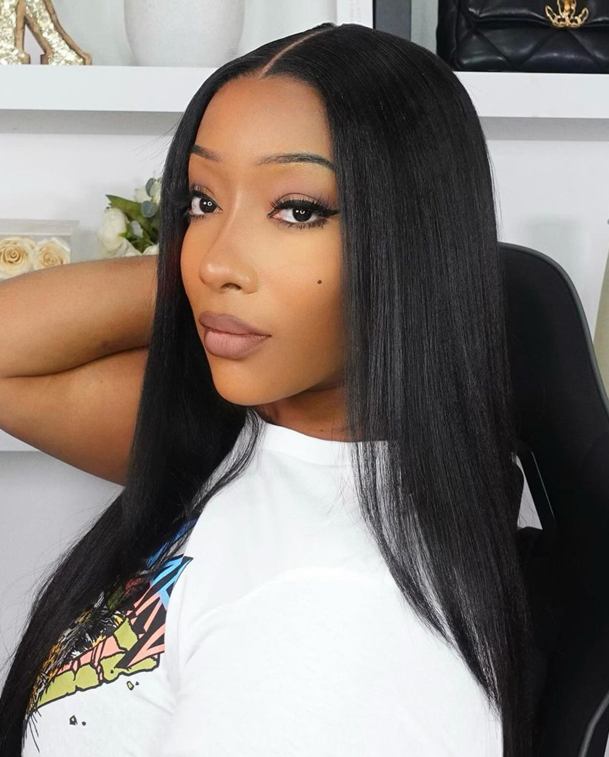 Glueless Wig 9X6 Lace Front Wig Straight Natural Black