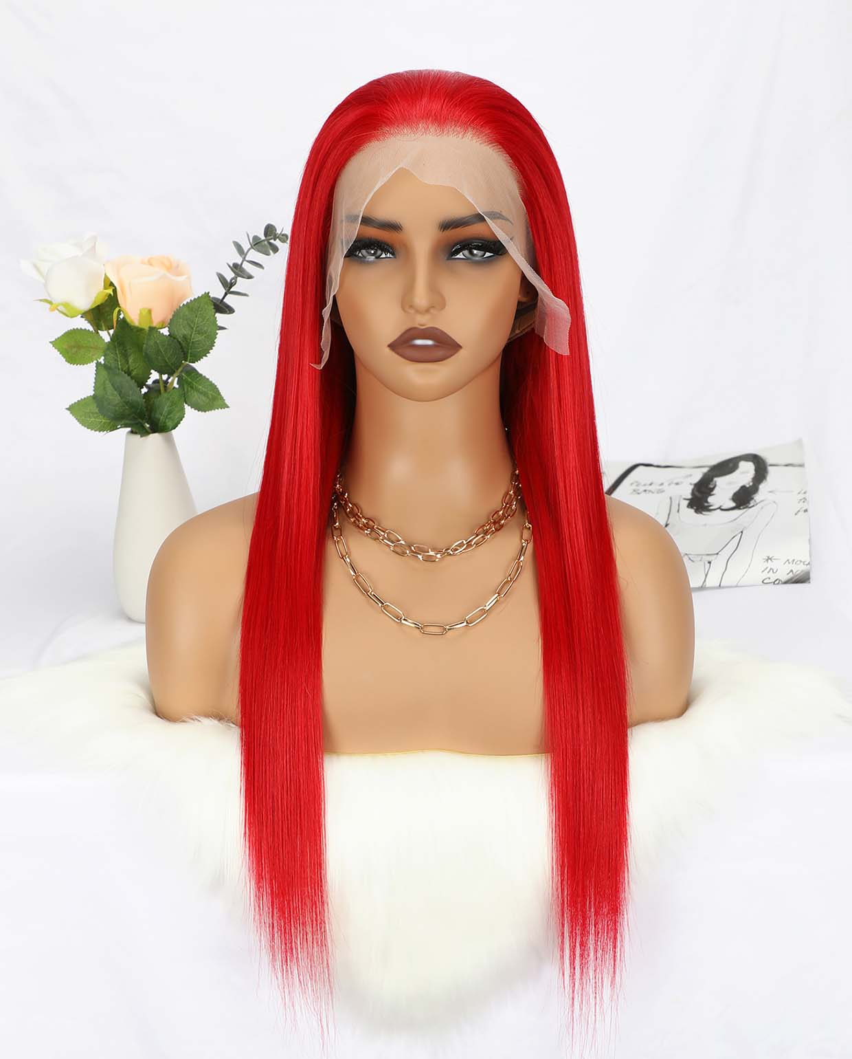 13x4 Lace Straight Red Wig