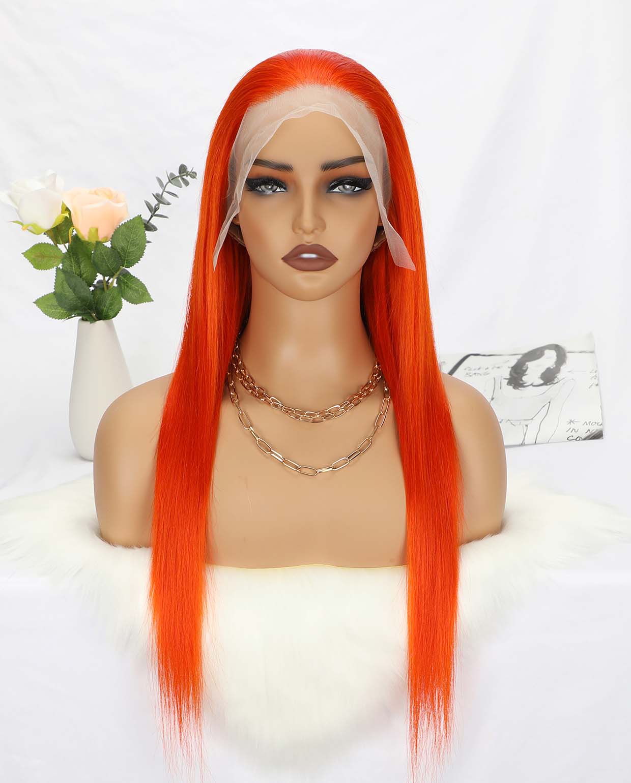 13x4 Lace Straight Orange Wig