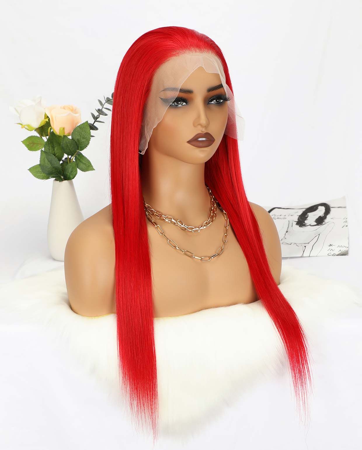 13x4 Lace Straight Red Wig