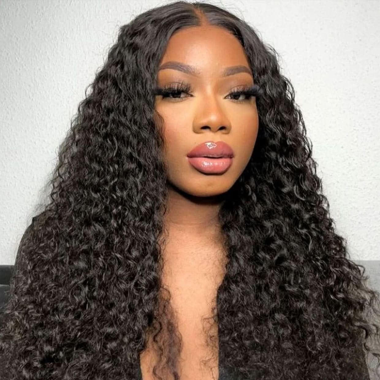 Glueless Wig 7x5 Closure Lace Invisible Knot Pre-plucked & Cut Deep Wave Natural Black