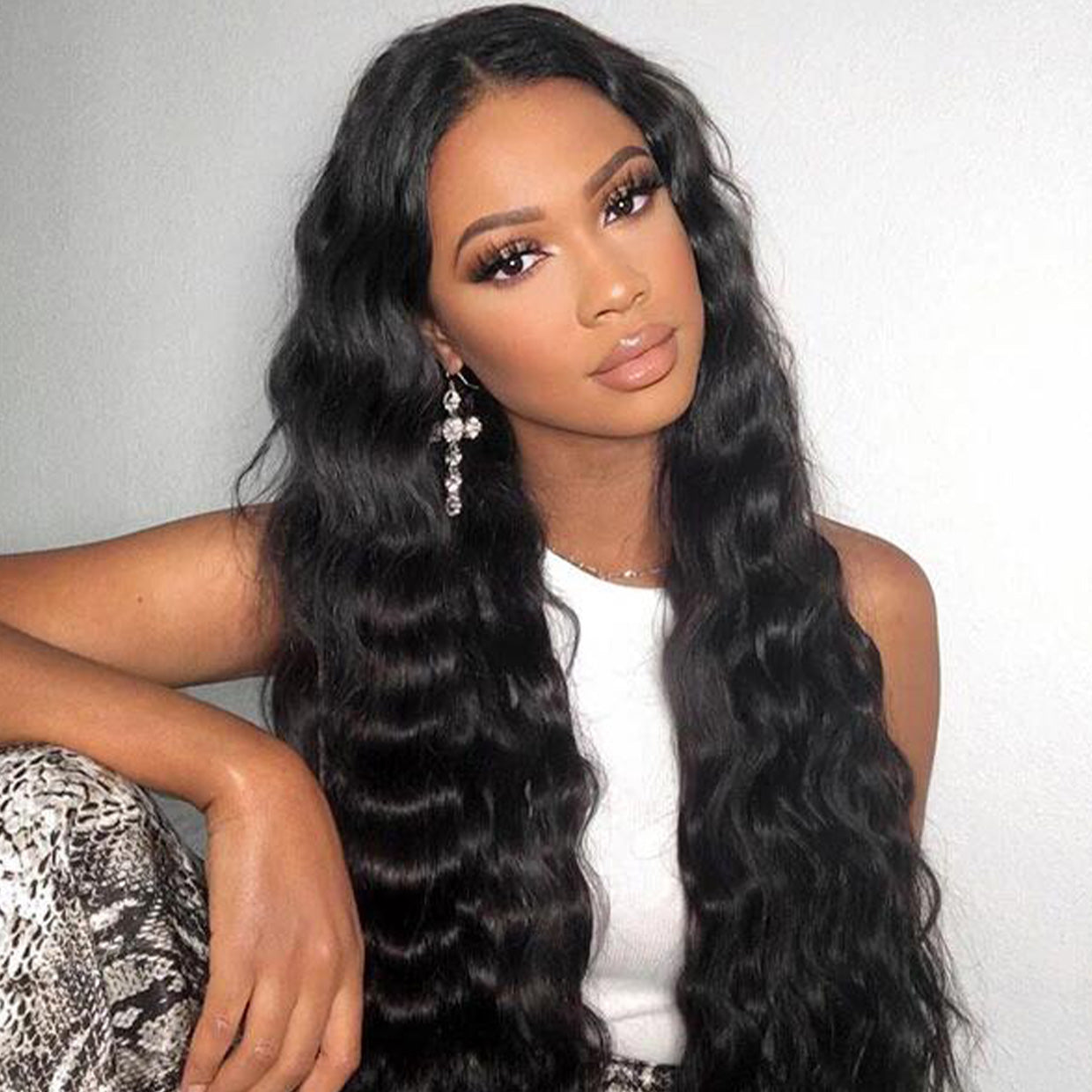 Glueless Wig 7x5 Closure Lace Invisible Knot Pre-plucked & Cut Body Wave Natural Black