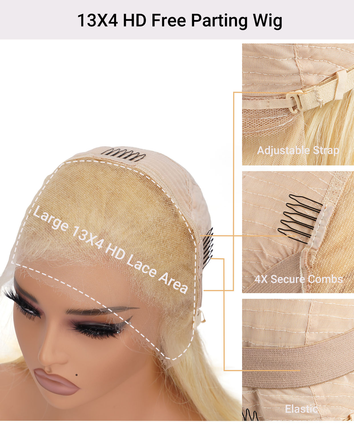 13X4 HD Lace Front Straight 613 Wig