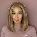 Charmanty Affordable Shoulder Length Wig 4x4 Lace Closure Honey Blonde Highlight