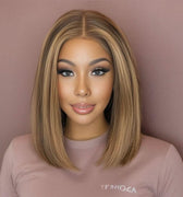 Charmanty Affordable Shoulder Length Wig 4x4 Lace Closure Honey Blonde Highlight