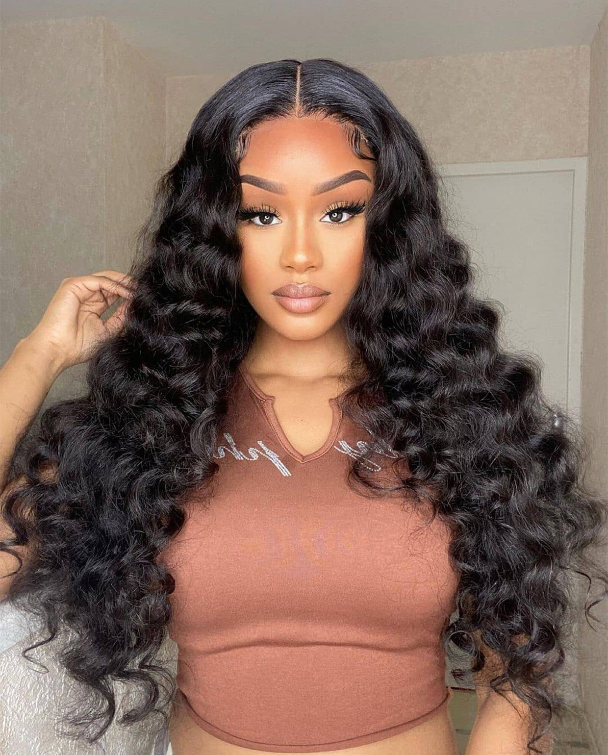 13x4 Transparent Lace Front Wig Loose Deep Natural Black