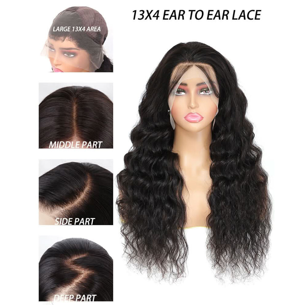 13x4 Transparent Lace Front Wig Loose wave Natural Black