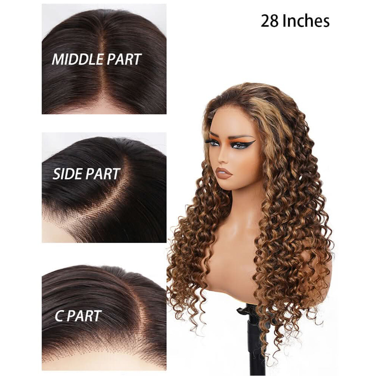 Glueless Wig 5x5 HD Lace Closure Invisible Knot Pre-plucked & Cut Chestnut Brown Highlight