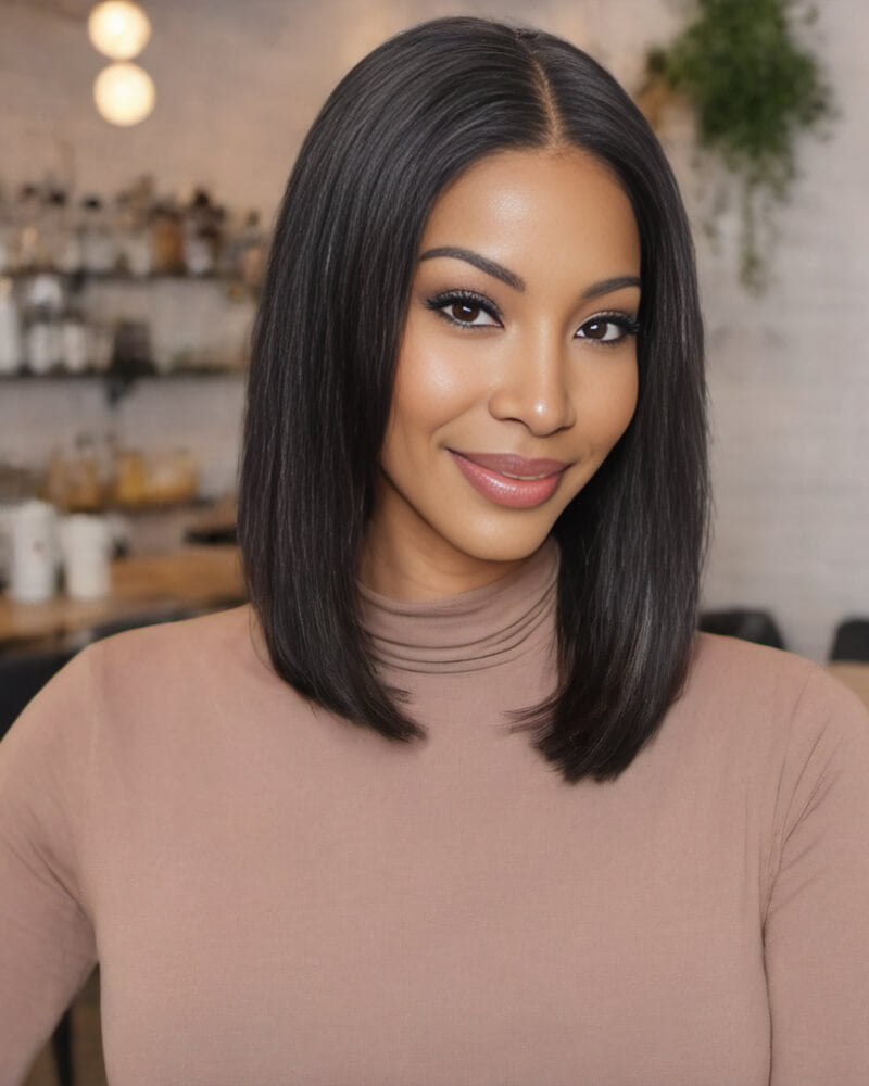 Glueless 13x4 HD Lace Front Bob Wig Straight Natural Black