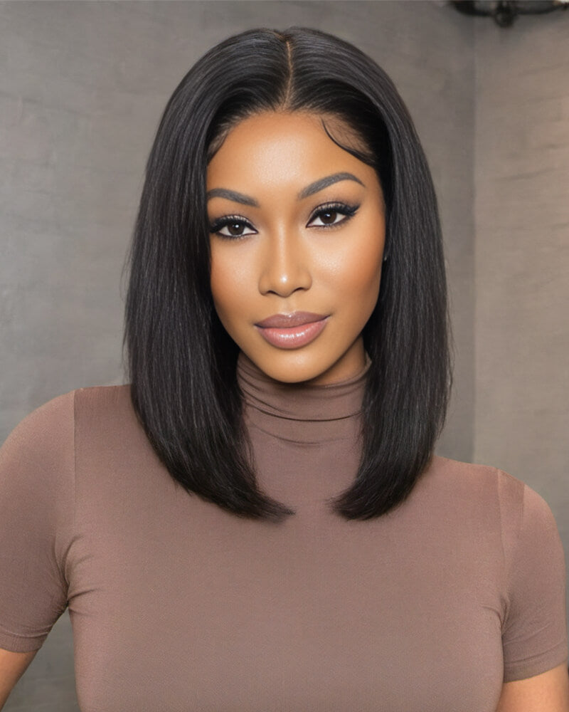 Glueless 13x4 HD Lace Front Bob Wig Straight Natural Black