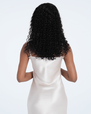 Glueless Wig 9X6 Deep Wave Natural Black Model back display