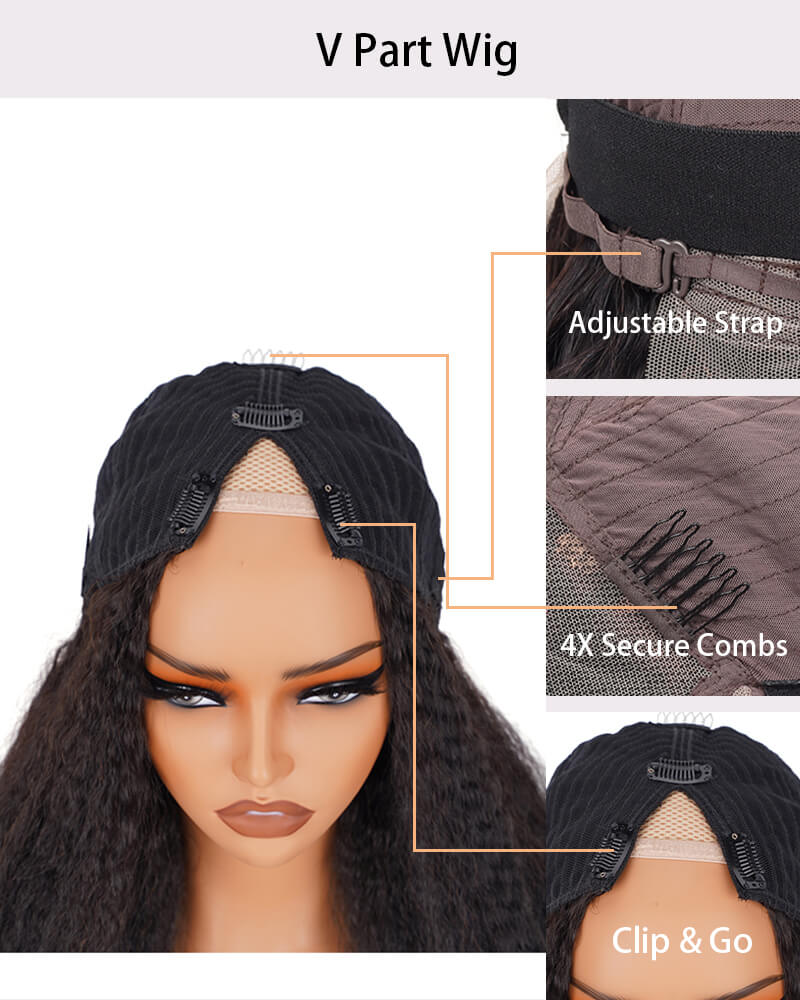 Charmanty Beginner Friendly Kinky Straight V Part Wig Human Hair