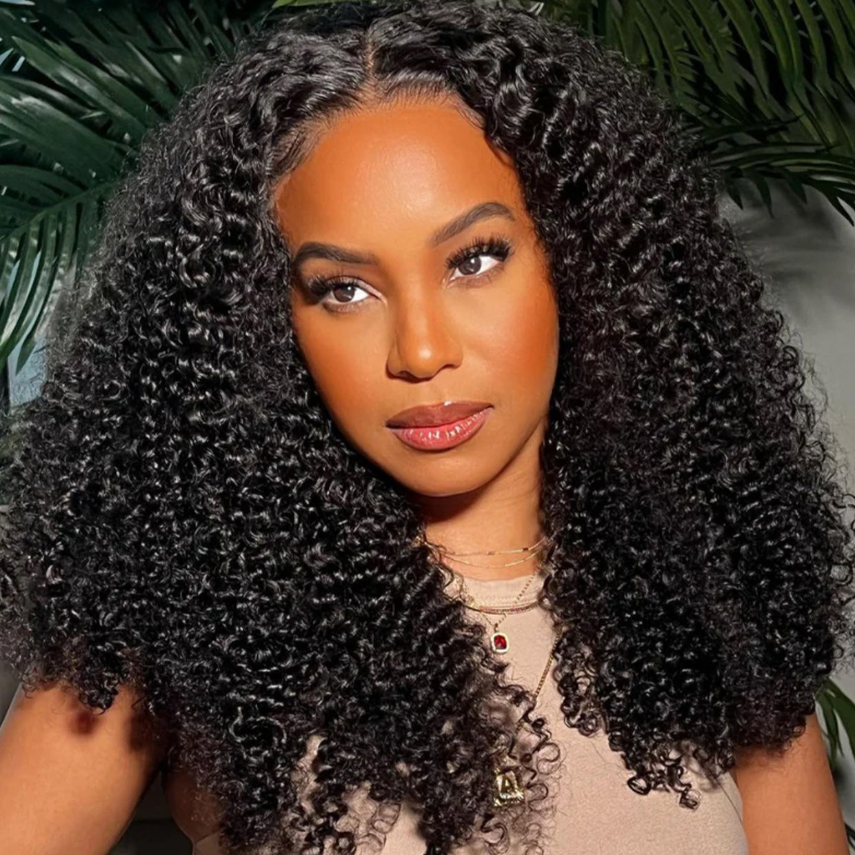 Glueless Wig 7x5 Closure Lace Invisible Knot Pre-plucked & Cut Kinky Curly Natural Black