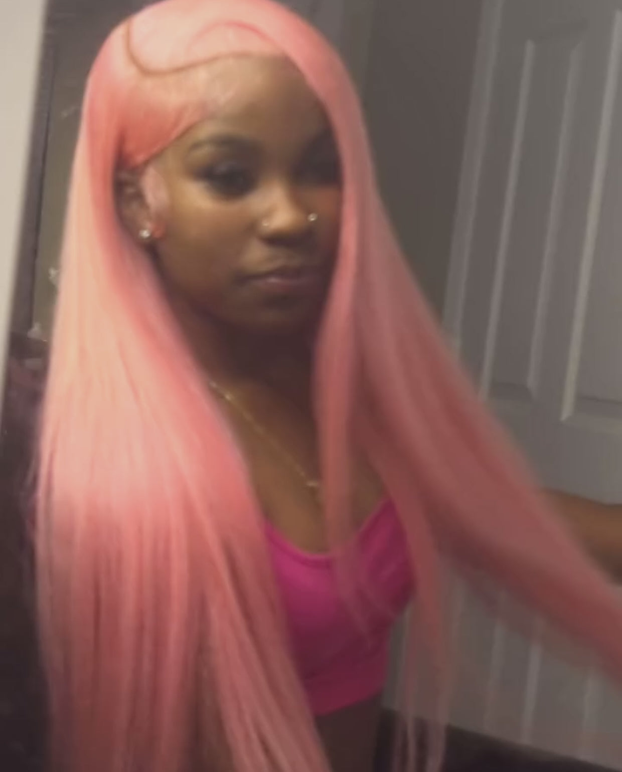 13x4 Lace Straight Rose Pink Wig